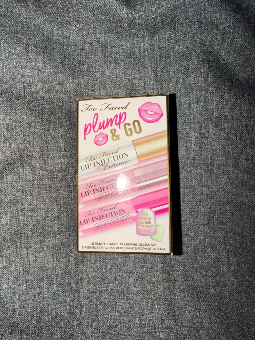 Too Faced Plump & Go Lip Injection Gloss Set - Pink & Gold Accents